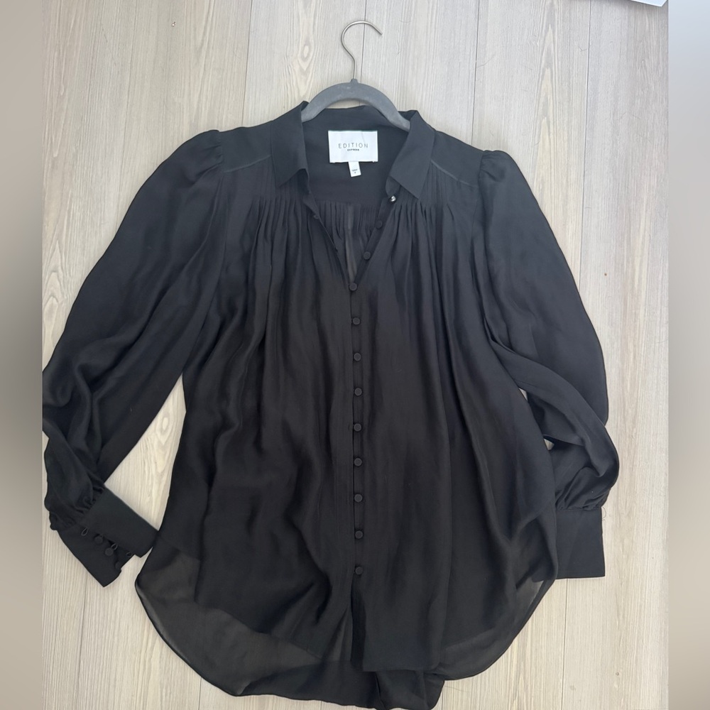 Express Premium Edition Bohemian Sheer Silk Blouse Size 8
